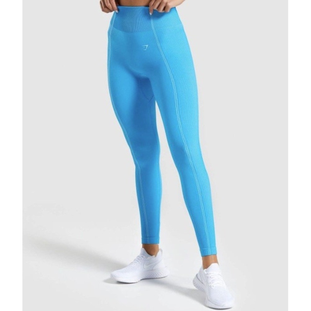 NEW‎ Gymshark Ultra Seamless Leggings Neon Blue High Waist XS
